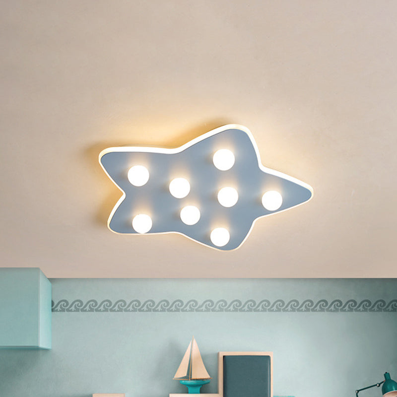 Blue/Pink/White Star Flush Ceiling Light Modern Metal 8 Bulbs Flush Lighting for Children Room Clearhalo 'Ceiling Lights' 'Close To Ceiling Lights' 'Close to ceiling' 'Flush mount' Lighting' 258692