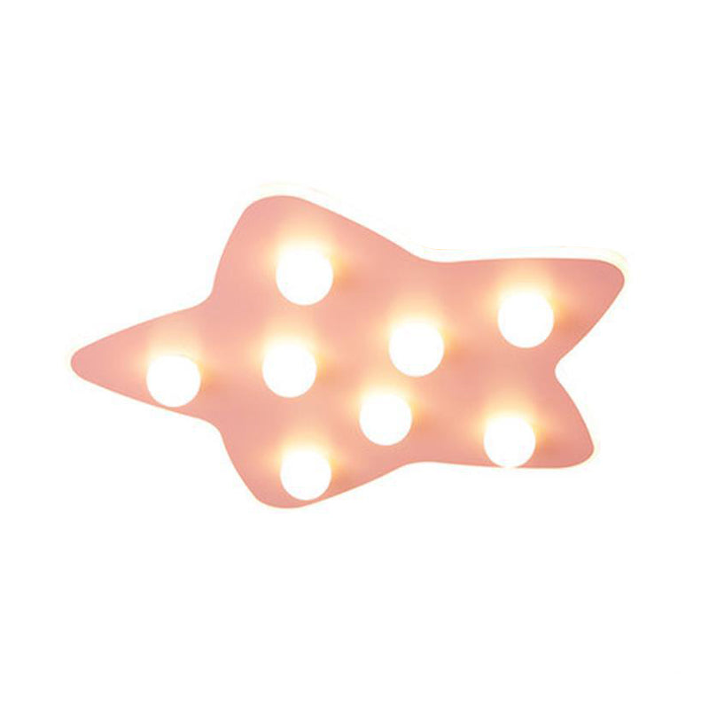 Blue/Pink/White Star Flush Ceiling Light Modern Metal 8 Bulbs Flush Lighting for Children Room Clearhalo 'Ceiling Lights' 'Close To Ceiling Lights' 'Close to ceiling' 'Flush mount' Lighting' 258696