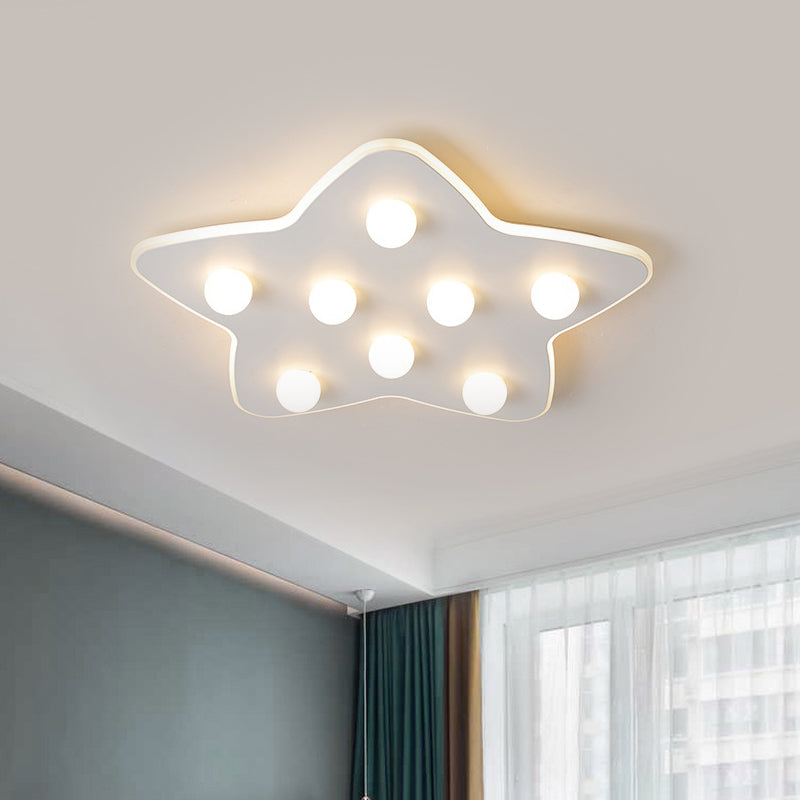 Blue/Pink/White Star Flush Ceiling Light Modern Metal 8 Bulbs Flush Lighting for Children Room Clearhalo 'Ceiling Lights' 'Close To Ceiling Lights' 'Close to ceiling' 'Flush mount' Lighting' 258700