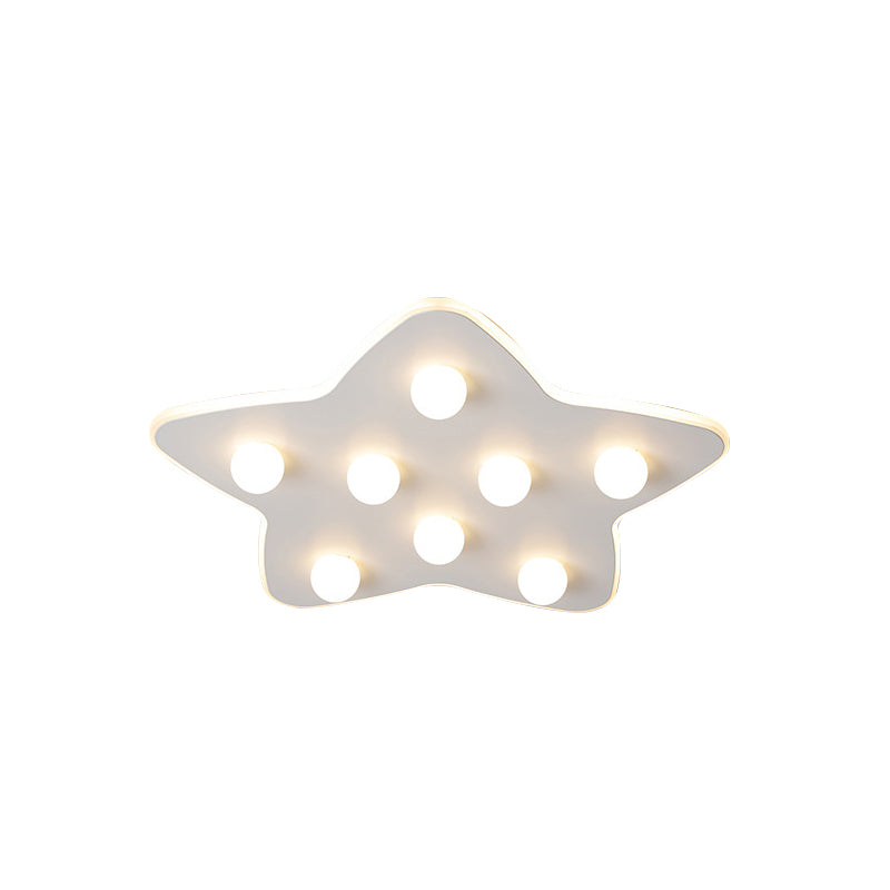 Blue/Pink/White Star Flush Ceiling Light Modern Metal 8 Bulbs Flush Lighting for Children Room Clearhalo 'Ceiling Lights' 'Close To Ceiling Lights' 'Close to ceiling' 'Flush mount' Lighting' 258701