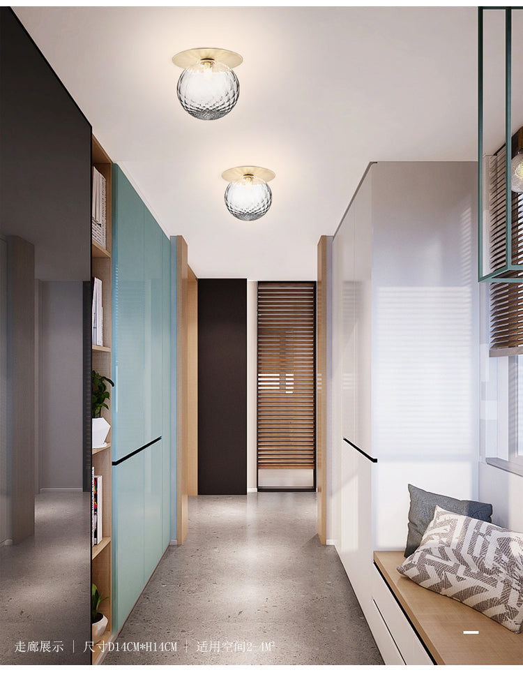 Globe Semi Flush Chandelier Modern 1 Light Glass Ceiling Mount Light Fixture for Hallway Clearhalo 'Ceiling Lights' 'Close To Ceiling Lights' 'Close to ceiling' 'Semi-flushmount' Lighting' 2588385