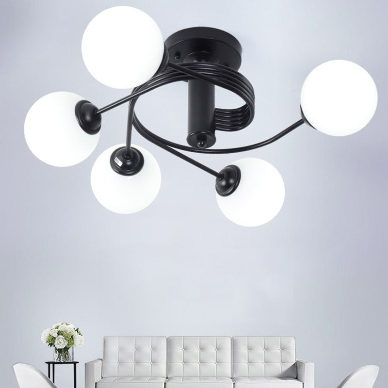 Round Flush Mount Ceiling Light Contemporary Frosted White Glass Ceiling Flush Mount for Living Room Clearhalo 'Ceiling Lights' 'Close To Ceiling Lights' 'Close to ceiling' 'Semi-flushmount' Lighting' 2588394