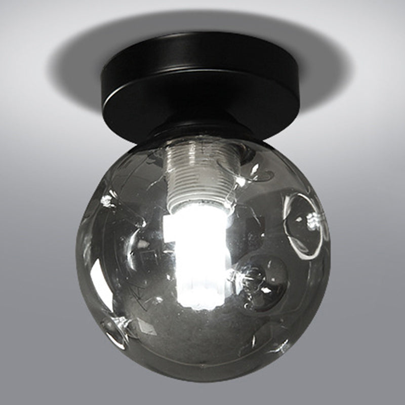 Globe Semi Flush Mount Light Fixture Modernist 1 Light Glass Ceiling Flush Mount for Hallway Smoke Gray Clearhalo 'Ceiling Lights' 'Close To Ceiling Lights' 'Close to ceiling' 'Semi-flushmount' Lighting' 2588430