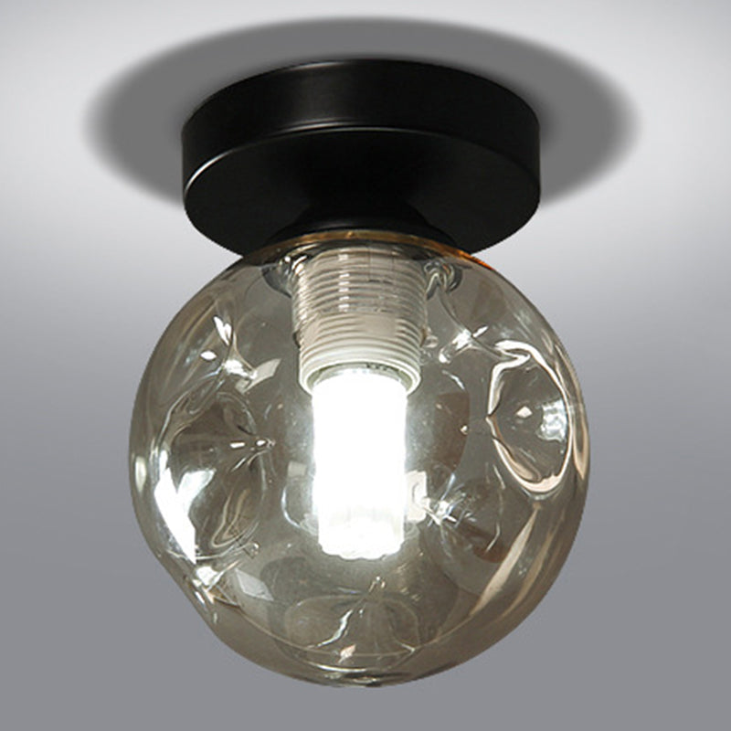 Globe Semi Flush Mount Light Fixture Modernist 1 Light Glass Ceiling Flush Mount for Hallway