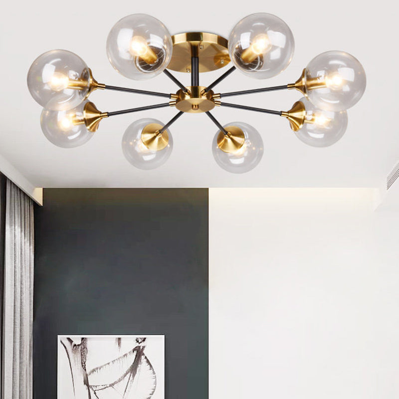 Sputnik Flush Mount Ceiling Light Ultra-Contemporary Stained Glass Ceiling Mount Chandelier for Bedroom Clearhalo 'Ceiling Lights' 'Close To Ceiling Lights' 'Close to ceiling' 'Semi-flushmount' Lighting' 2588439