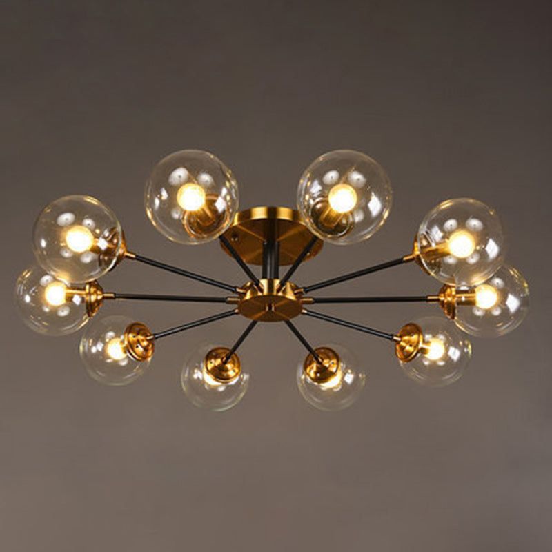 Sputnik Flush Mount Ceiling Light Ultra-Contemporary Stained Glass Ceiling Mount Chandelier for Bedroom 10 Clear Clearhalo 'Ceiling Lights' 'Close To Ceiling Lights' 'Close to ceiling' 'Semi-flushmount' Lighting' 2588441