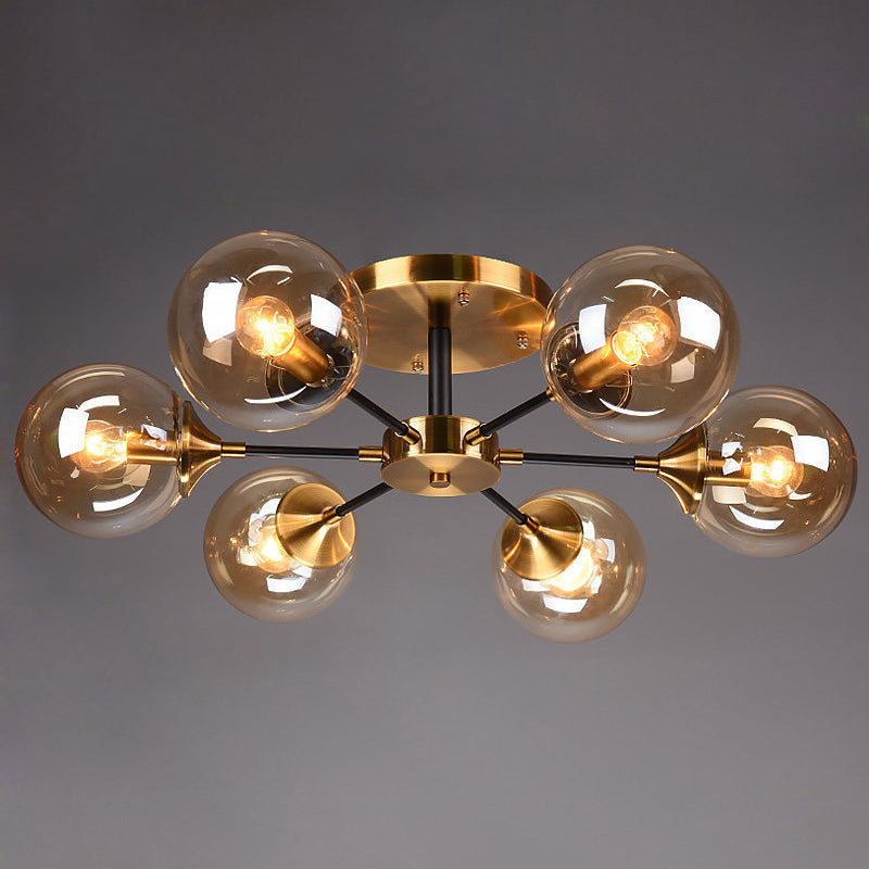 Sputnik Flush Mount Ceiling Light Ultra-Contemporary Stained Glass Ceiling Mount Chandelier for Bedroom Clearhalo 'Ceiling Lights' 'Close To Ceiling Lights' 'Close to ceiling' 'Semi-flushmount' Lighting' 2588442