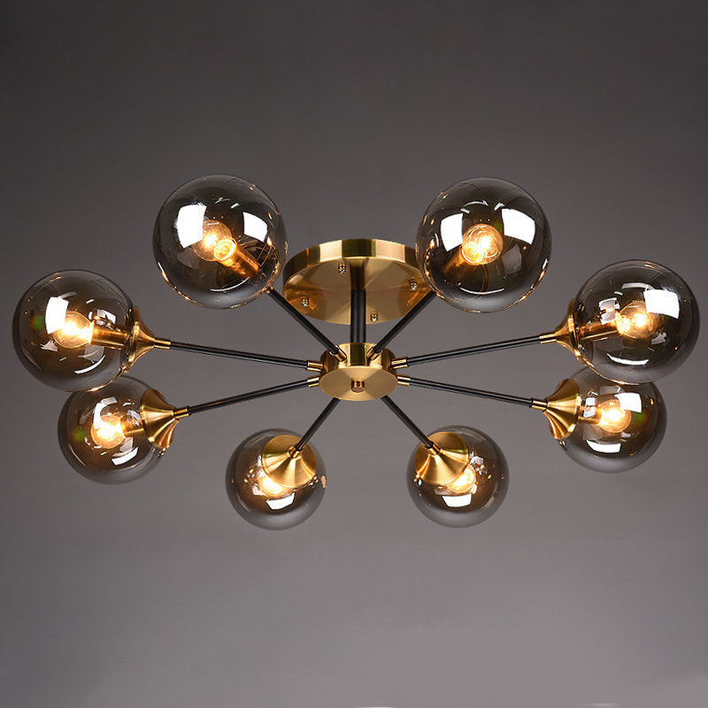 Sputnik Flush Mount Ceiling Light Ultra-Contemporary Stained Glass Ceiling Mount Chandelier for Bedroom Clearhalo 'Ceiling Lights' 'Close To Ceiling Lights' 'Close to ceiling' 'Semi-flushmount' Lighting' 2588443