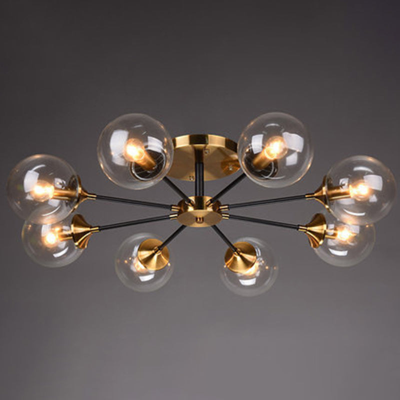 Sputnik Flush Mount Ceiling Light Ultra-Contemporary Stained Glass Ceiling Mount Chandelier for Bedroom 8 Clear Clearhalo 'Ceiling Lights' 'Close To Ceiling Lights' 'Close to ceiling' 'Semi-flushmount' Lighting' 2588444