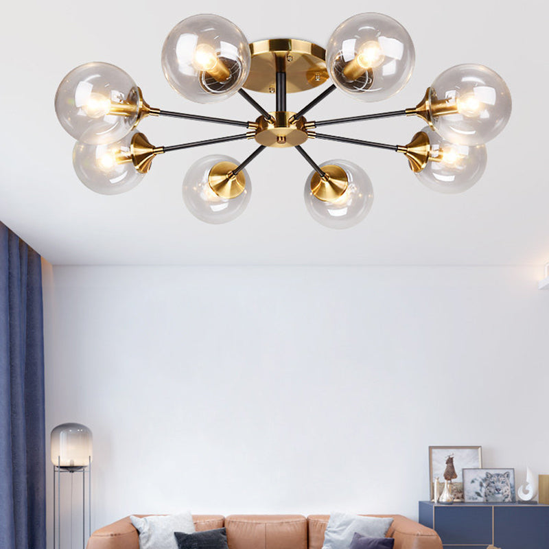 Sputnik Flush Mount Ceiling Light Ultra-Contemporary Stained Glass Ceiling Mount Chandelier for Bedroom Clearhalo 'Ceiling Lights' 'Close To Ceiling Lights' 'Close to ceiling' 'Semi-flushmount' Lighting' 2588445
