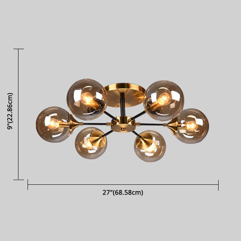 Sputnik Flush Mount Ceiling Light Ultra-Contemporary Stained Glass Ceiling Mount Chandelier for Bedroom Clearhalo 'Ceiling Lights' 'Close To Ceiling Lights' 'Close to ceiling' 'Semi-flushmount' Lighting' 2588449