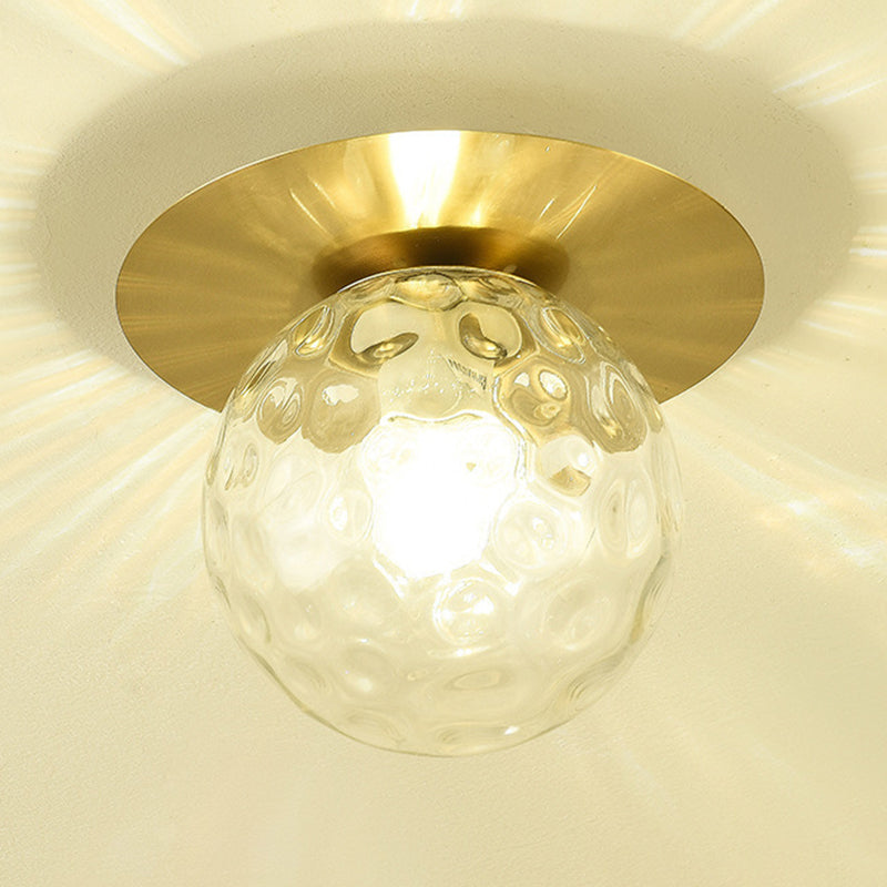Sphere Semi Flush Chandelier Contemporary Frosted Glass Ceiling Mount Light Fixture for Hallway Clearhalo 'Ceiling Lights' 'Close To Ceiling Lights' 'Close to ceiling' 'Semi-flushmount' Lighting' 2588458