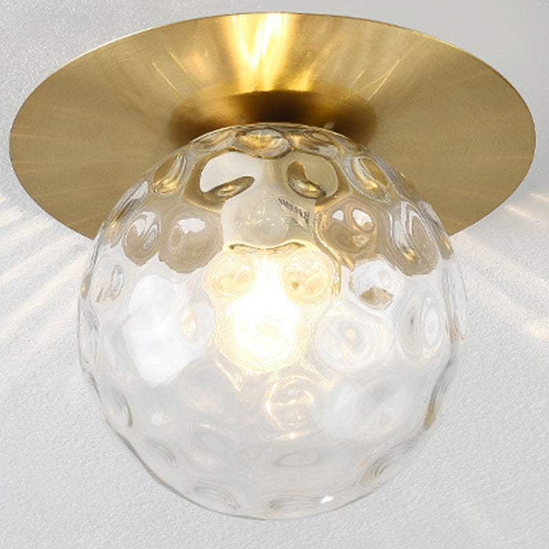 Sphere Semi Flush Chandelier Contemporary Frosted Glass Ceiling Mount Light Fixture for Hallway Clear Clearhalo 'Ceiling Lights' 'Close To Ceiling Lights' 'Close to ceiling' 'Semi-flushmount' Lighting' 2588459