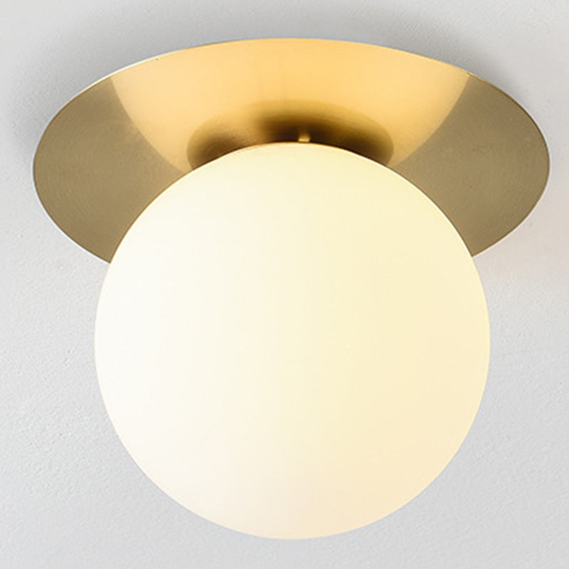Sphere Semi Flush Chandelier Contemporary Frosted Glass Ceiling Mount Light Fixture for Hallway White Clearhalo 'Ceiling Lights' 'Close To Ceiling Lights' 'Close to ceiling' 'Semi-flushmount' Lighting' 2588460