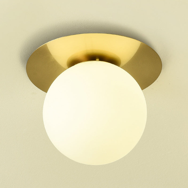Sphere Semi Flush Chandelier Contemporary Frosted Glass Ceiling Mount Light Fixture for Hallway Clearhalo 'Ceiling Lights' 'Close To Ceiling Lights' 'Close to ceiling' 'Semi-flushmount' Lighting' 2588461