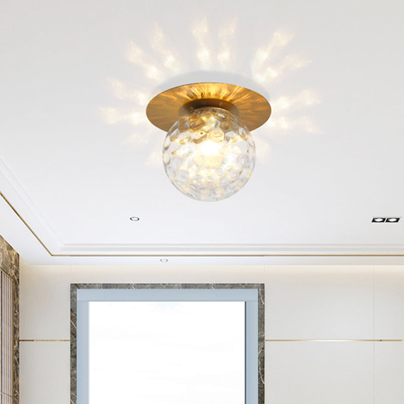 Sphere Semi Flush Chandelier Contemporary Frosted Glass Ceiling Mount Light Fixture for Hallway Clearhalo 'Ceiling Lights' 'Close To Ceiling Lights' 'Close to ceiling' 'Semi-flushmount' Lighting' 2588462