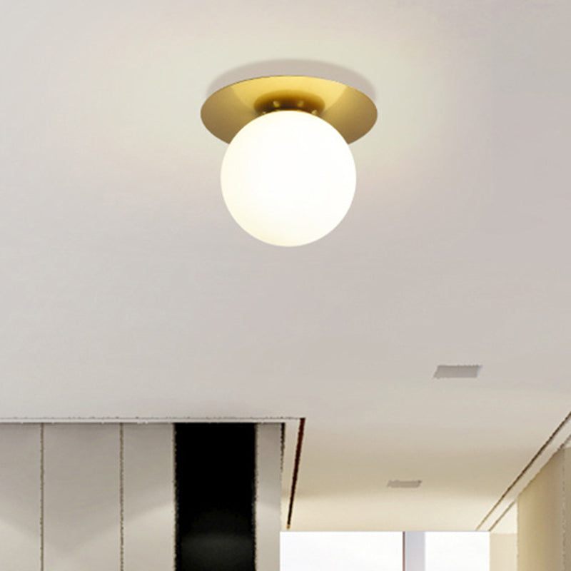 Sphere Semi Flush Chandelier Contemporary Frosted Glass Ceiling Mount Light Fixture for Hallway Clearhalo 'Ceiling Lights' 'Close To Ceiling Lights' 'Close to ceiling' 'Semi-flushmount' Lighting' 2588463