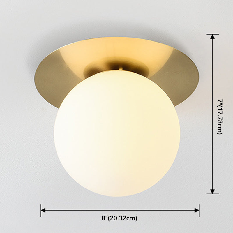 Sphere Semi Flush Chandelier Contemporary Frosted Glass Ceiling Mount Light Fixture for Hallway Clearhalo 'Ceiling Lights' 'Close To Ceiling Lights' 'Close to ceiling' 'Semi-flushmount' Lighting' 2588466