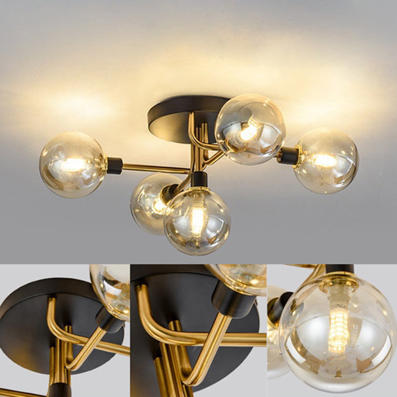 Bubble Semi Flush Mount Lighting Contemporary Stained Glass Ceiling Light Fixtures for Bedroom Clearhalo 'Ceiling Lights' 'Close To Ceiling Lights' 'Close to ceiling' 'Semi-flushmount' Lighting' 2588484