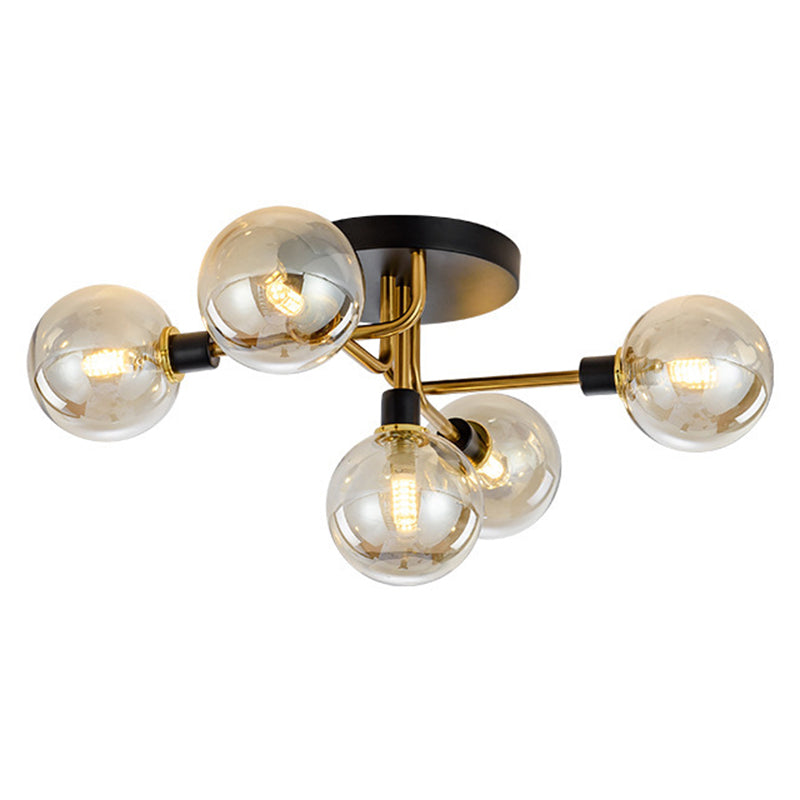 Bubble Semi Flush Mount Lighting Contemporary Stained Glass Ceiling Light Fixtures for Bedroom 5 Amber Clearhalo 'Ceiling Lights' 'Close To Ceiling Lights' 'Close to ceiling' 'Semi-flushmount' Lighting' 2588486