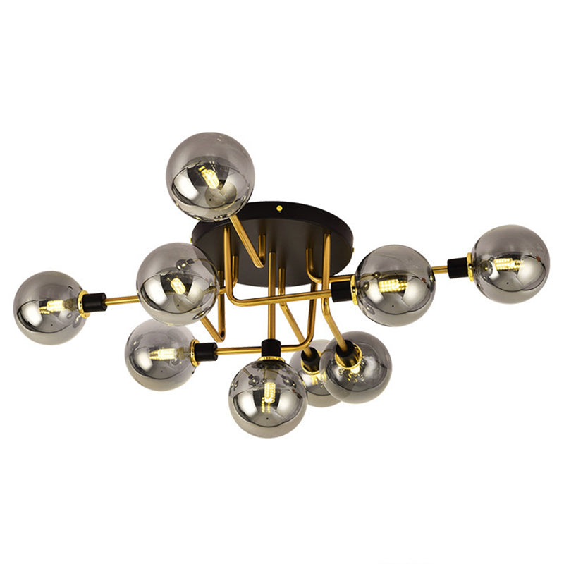 Bubble Semi Flush Mount Lighting Contemporary Stained Glass Ceiling Light Fixtures for Bedroom 9 Smoke Gray Clearhalo 'Ceiling Lights' 'Close To Ceiling Lights' 'Close to ceiling' 'Semi-flushmount' Lighting' 2588487
