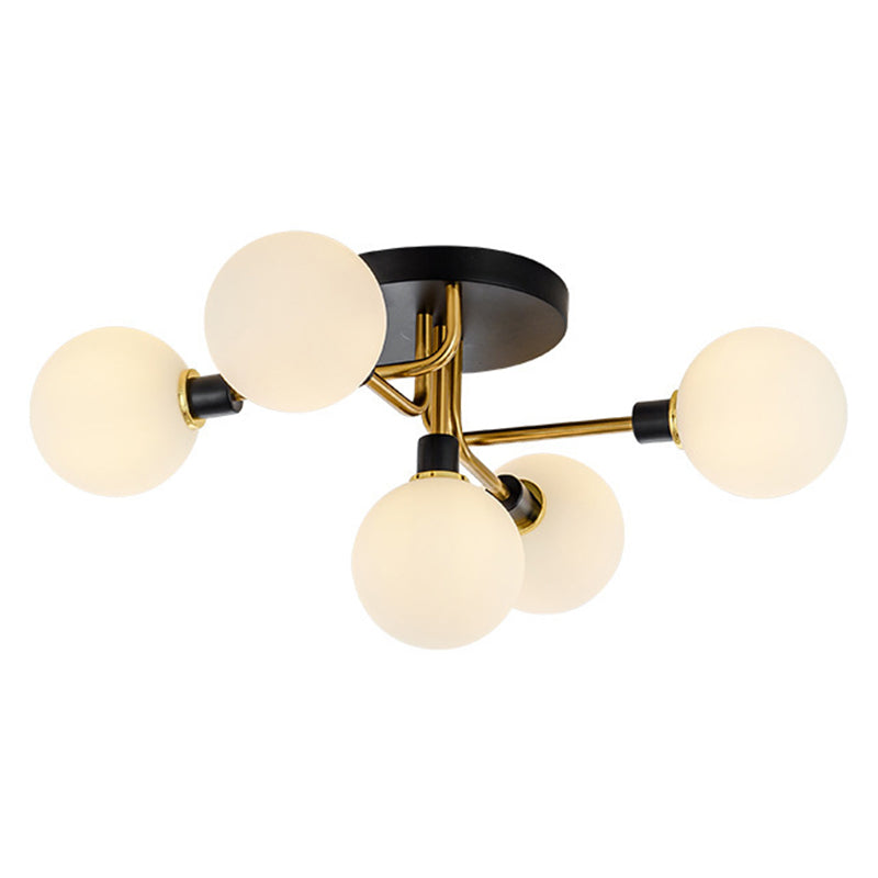 Bubble Semi Flush Mount Lighting Contemporary Stained Glass Ceiling Light Fixtures for Bedroom 5 White Clearhalo 'Ceiling Lights' 'Close To Ceiling Lights' 'Close to ceiling' 'Semi-flushmount' Lighting' 2588488