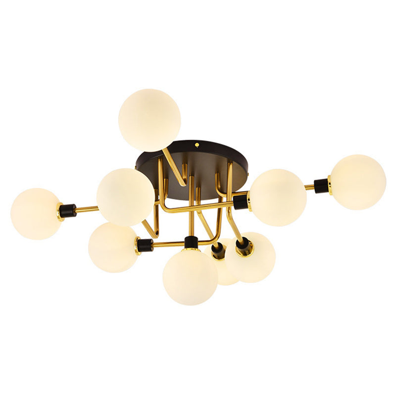 Bubble Semi Flush Mount Lighting Contemporary Stained Glass Ceiling Light Fixtures for Bedroom 9 White Clearhalo 'Ceiling Lights' 'Close To Ceiling Lights' 'Close to ceiling' 'Semi-flushmount' Lighting' 2588489