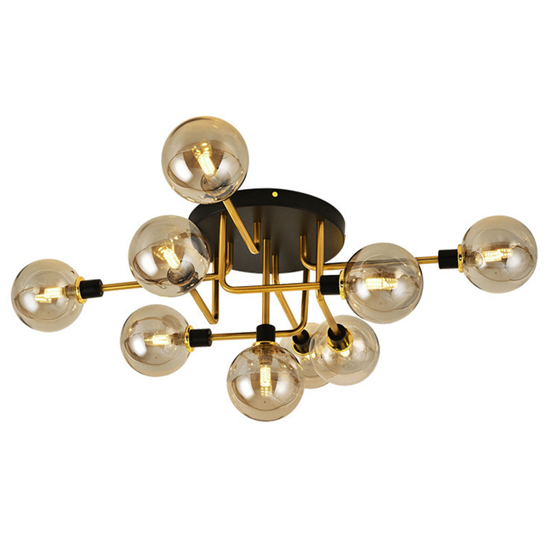 Bubble Semi Flush Mount Lighting Contemporary Stained Glass Ceiling Light Fixtures for Bedroom 9 Amber Clearhalo 'Ceiling Lights' 'Close To Ceiling Lights' 'Close to ceiling' 'Semi-flushmount' Lighting' 2588490