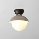 Round Flush Mount Ceiling Light Modernist 1 Light White Glass Ceiling Light Fixtures for Hallway Black-Gray Clearhalo 'Ceiling Lights' 'Close To Ceiling Lights' 'Close to ceiling' 'Semi-flushmount' Lighting' 2588513