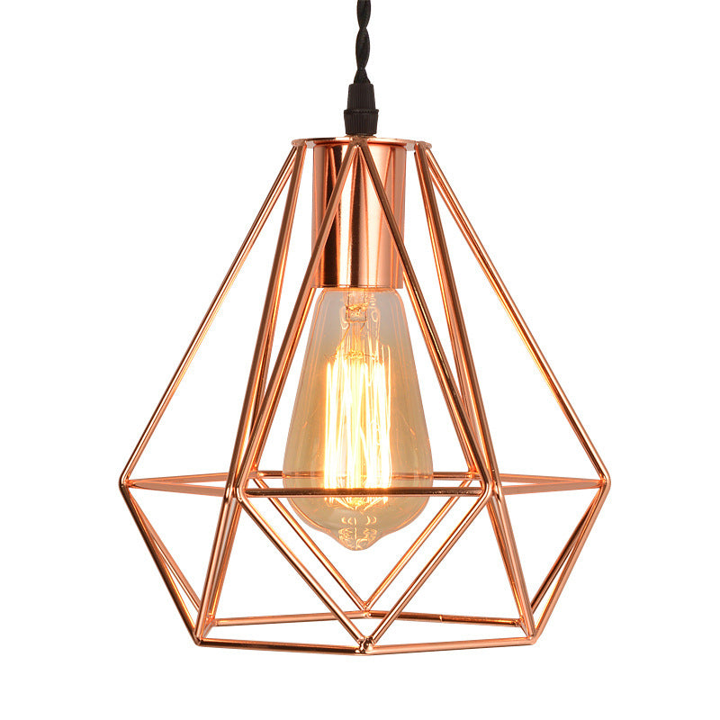Diamond Iron Cluster Pendant Lighting Post-Modern Restaurant Hanging Lamp in Rose Gold Clearhalo 'Art Deco Pendants' 'Cast Iron' 'Ceiling Lights' 'Ceramic' 'Crystal' 'Industrial Pendants' 'Industrial' 'Metal' 'Middle Century Pendants' 'Pendant Lights' 'Pendants' 'Tiffany' Lighting' 2588548