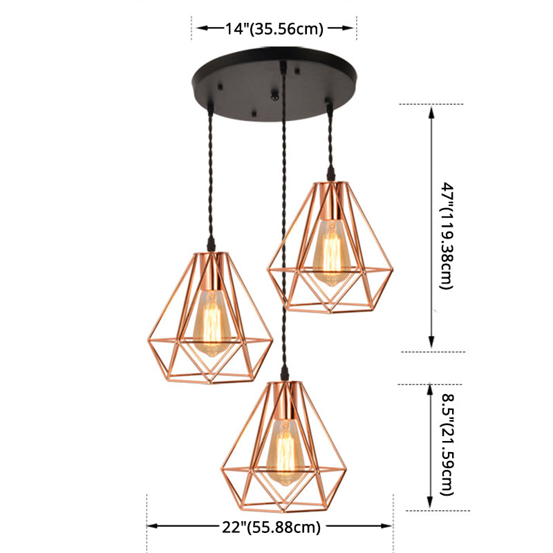 Diamond Iron Cluster Pendant Lighting Post-Modern Restaurant Hanging Lamp in Rose Gold Clearhalo 'Art Deco Pendants' 'Cast Iron' 'Ceiling Lights' 'Ceramic' 'Crystal' 'Industrial Pendants' 'Industrial' 'Metal' 'Middle Century Pendants' 'Pendant Lights' 'Pendants' 'Tiffany' Lighting' 2588549