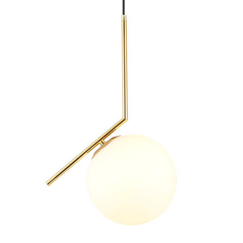 Mid-Century Design Globe Hanging Lamp Opal Frosted Glass Shade 1 Light Pendant Light Clearhalo 'Ceiling Lights' 'Modern Pendants' 'Modern' 'Pendant Lights' 'Pendants' Lighting' 2588559