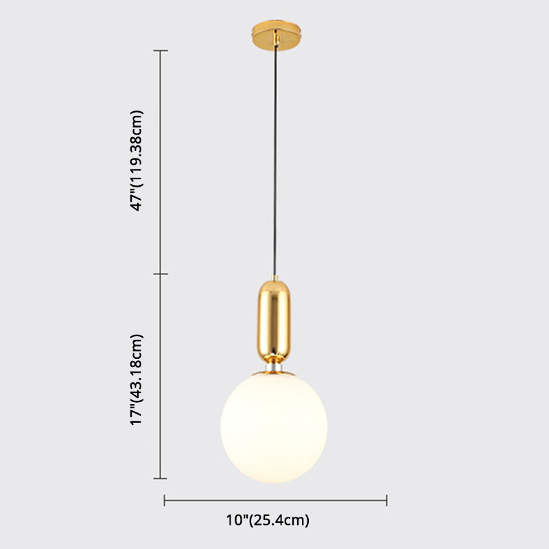 Mid-Century Design Globe Hanging Lamp Opal Frosted Glass Shade 1 Light Pendant Light Clearhalo 'Ceiling Lights' 'Modern Pendants' 'Modern' 'Pendant Lights' 'Pendants' Lighting' 2588560