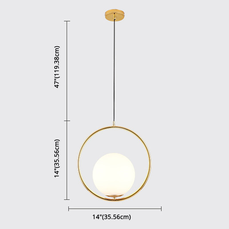 Mid-Century Design Globe Hanging Lamp Opal Frosted Glass Shade 1 Light Pendant Light Clearhalo 'Ceiling Lights' 'Modern Pendants' 'Modern' 'Pendant Lights' 'Pendants' Lighting' 2588561