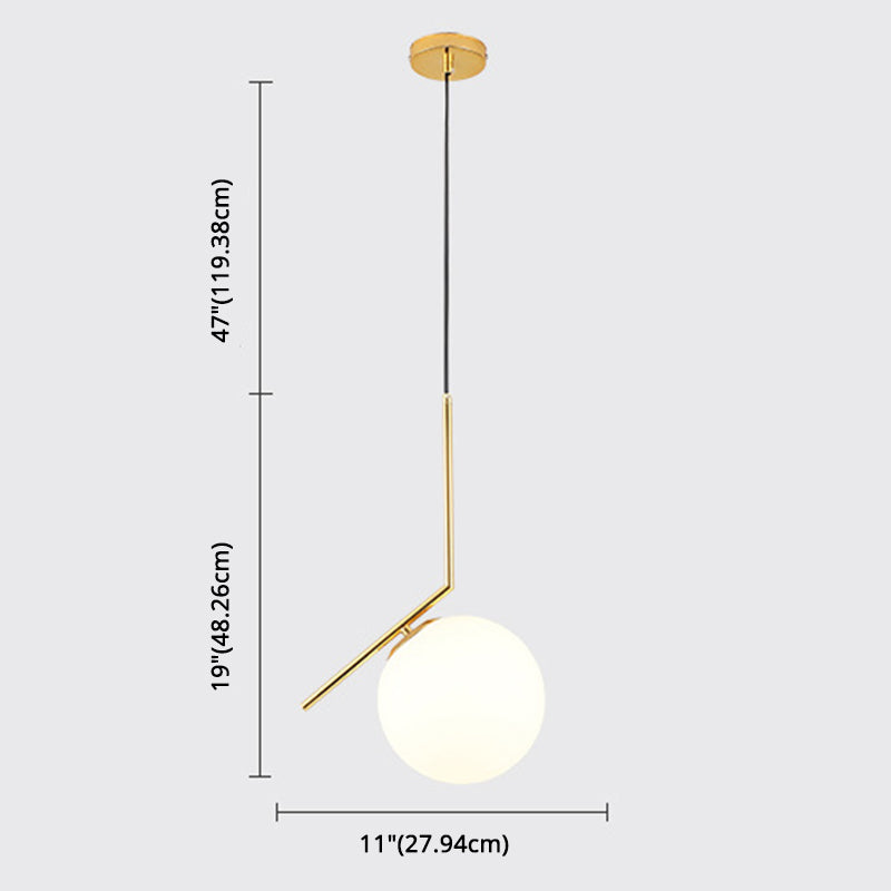Mid-Century Design Globe Hanging Lamp Opal Frosted Glass Shade 1 Light Pendant Light Clearhalo 'Ceiling Lights' 'Modern Pendants' 'Modern' 'Pendant Lights' 'Pendants' Lighting' 2588562