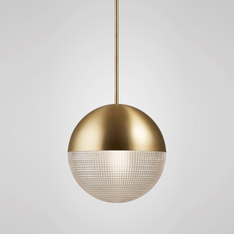 Metal 1-Light Pendant Light Mid-Century Modern Spherical Prismatic Glass Hanging Lamp Clearhalo 'Ceiling Lights' 'Modern Pendants' 'Modern' 'Pendant Lights' 'Pendants' Lighting' 2588563