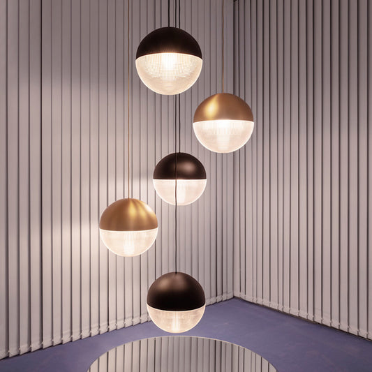 Metal 1-Light Pendant Light Mid-Century Modern Spherical Prismatic Glass Hanging Lamp Clearhalo 'Ceiling Lights' 'Modern Pendants' 'Modern' 'Pendant Lights' 'Pendants' Lighting' 2588566