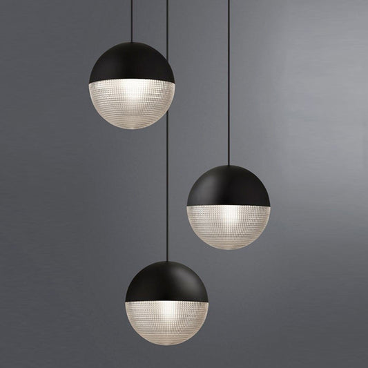 Metal 1-Light Pendant Light Mid-Century Modern Spherical Prismatic Glass Hanging Lamp Clearhalo 'Ceiling Lights' 'Modern Pendants' 'Modern' 'Pendant Lights' 'Pendants' Lighting' 2588567