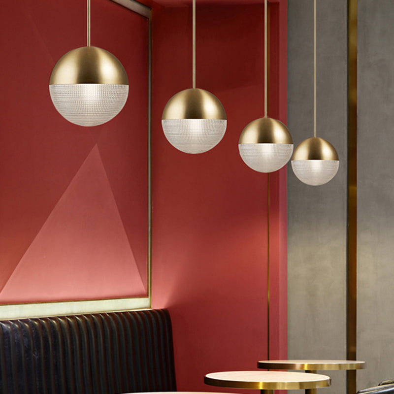 Metal 1-Light Pendant Light Mid-Century Modern Spherical Prismatic Glass Hanging Lamp Clearhalo 'Ceiling Lights' 'Modern Pendants' 'Modern' 'Pendant Lights' 'Pendants' Lighting' 2588568