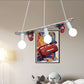 Skateboard Shaped Chandelier Lamp Wood Cartoon 3 Lights Chandelier Lighting Fixture in Red/Blue Blue Clearhalo 'Ceiling Lights' 'Chandeliers' Lighting' options 258856_ec1261fc-b855-4e1e-9e80-e8086c6b7d48