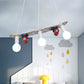 Skateboard Shaped Chandelier Lamp Wood Cartoon 3 Lights Chandelier Lighting Fixture in Red/Blue Clearhalo 'Ceiling Lights' 'Chandeliers' Lighting' options 258857