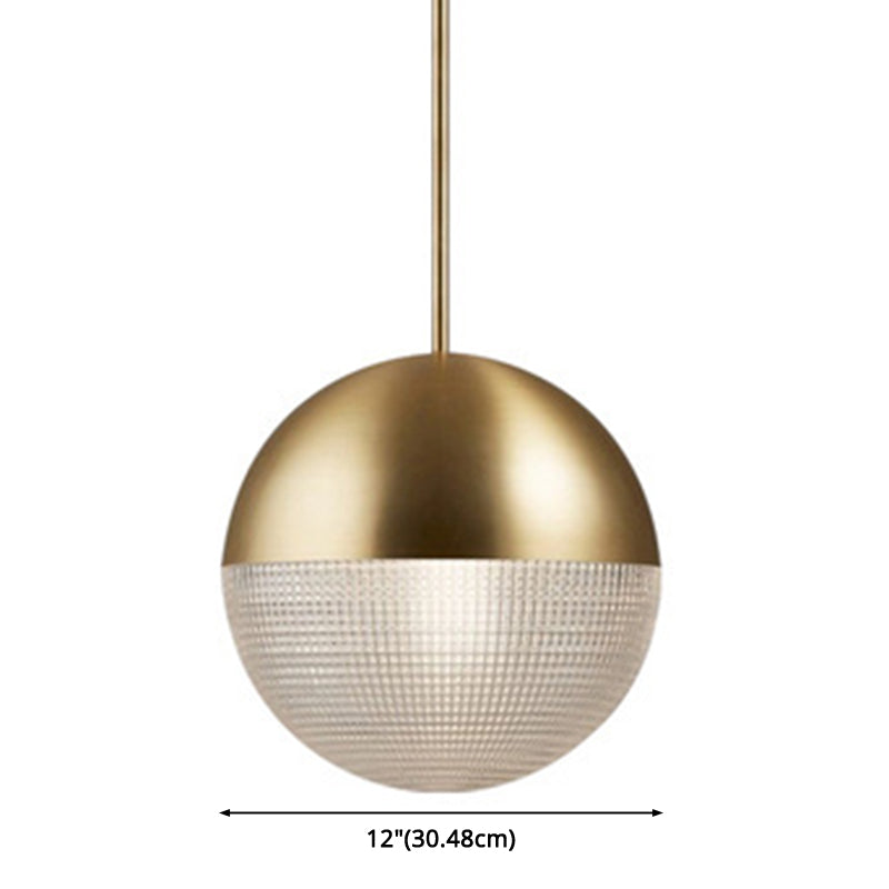 Metal 1-Light Pendant Light Mid-Century Modern Spherical Prismatic Glass Hanging Lamp Clearhalo 'Ceiling Lights' 'Modern Pendants' 'Modern' 'Pendant Lights' 'Pendants' Lighting' 2588572