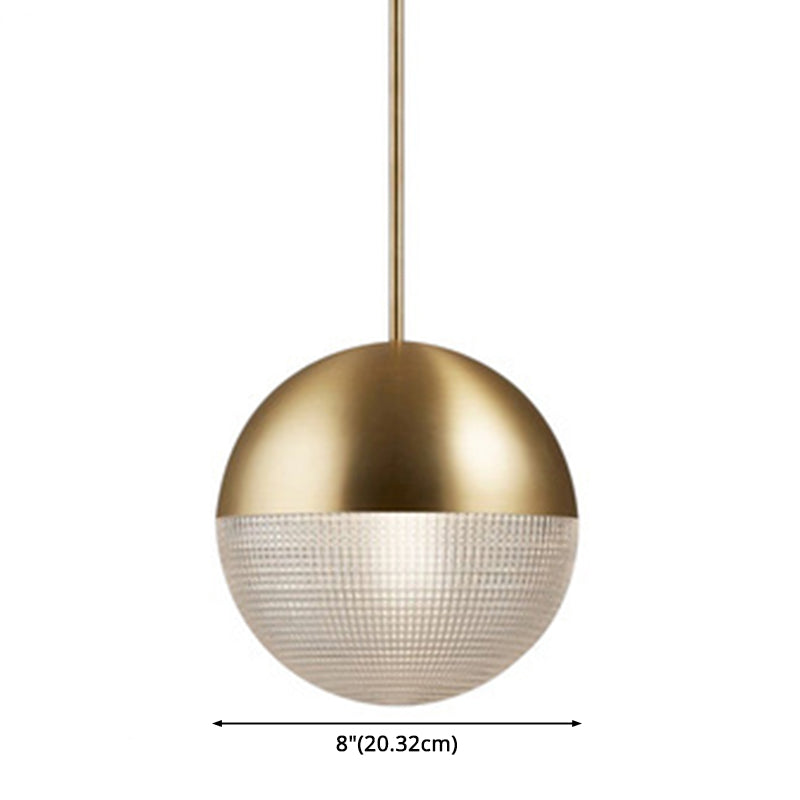 Metal 1-Light Pendant Light Mid-Century Modern Spherical Prismatic Glass Hanging Lamp Clearhalo 'Ceiling Lights' 'Modern Pendants' 'Modern' 'Pendant Lights' 'Pendants' Lighting' 2588573