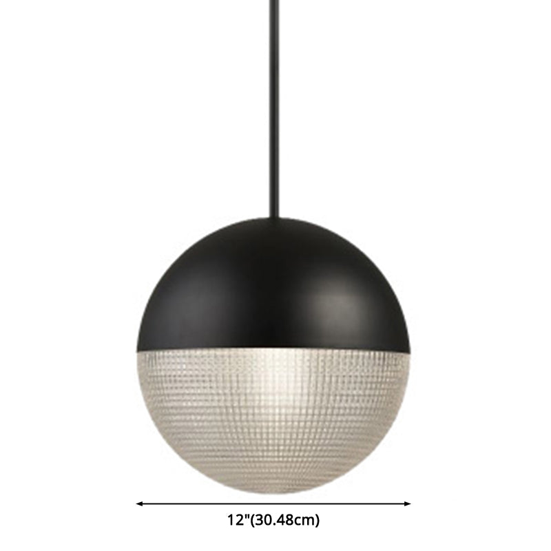 Metal 1-Light Pendant Light Mid-Century Modern Spherical Prismatic Glass Hanging Lamp Clearhalo 'Ceiling Lights' 'Modern Pendants' 'Modern' 'Pendant Lights' 'Pendants' Lighting' 2588574