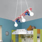Skateboard Shaped Chandelier Lamp Wood Cartoon 3 Lights Chandelier Lighting Fixture in Red/Blue Clearhalo 'Ceiling Lights' 'Chandeliers' Lighting' options 258860