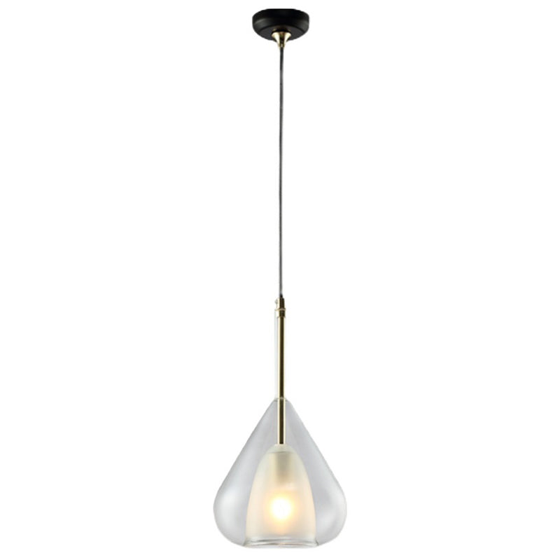 1 Light Teardrop Pendant Lamp Modern Double Glass Hanging Lamp for Living Room Clear Clearhalo 'Ceiling Lights' 'Glass shade' 'Glass' 'Modern Pendants' 'Modern' 'Pendant Lights' 'Pendants' Lighting' 2588609