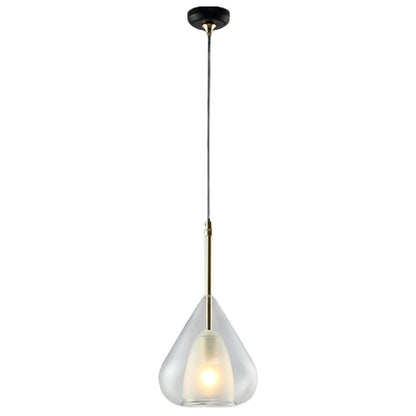 1 Light Teardrop Pendant Lamp Modern Double Glass Hanging Lamp for Living Room Clear Clearhalo 'Ceiling Lights' 'Glass shade' 'Glass' 'Modern Pendants' 'Modern' 'Pendant Lights' 'Pendants' Lighting' 2588609