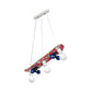 Skateboard Shaped Chandelier Lamp Wood Cartoon 3 Lights Chandelier Lighting Fixture in Red/Blue Clearhalo 'Ceiling Lights' 'Chandeliers' Lighting' options 258861