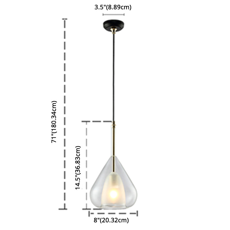 1 Light Teardrop Pendant Lamp Modern Double Glass Hanging Lamp for Living Room Clearhalo 'Ceiling Lights' 'Glass shade' 'Glass' 'Modern Pendants' 'Modern' 'Pendant Lights' 'Pendants' Lighting' 2588613
