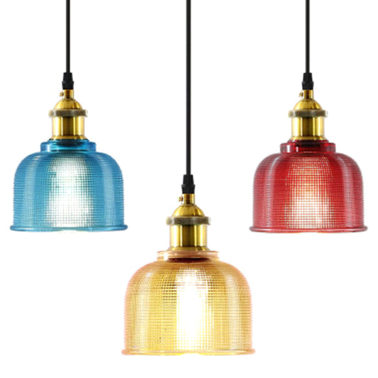 1 Light Bell Pendant Lamp Vintage Industrial Ribbed Glass Hanging Lamp for Dining Room Table Clearhalo 'Ceiling Lights' 'Glass shade' 'Glass' 'Industrial Pendants' 'Industrial' 'Middle Century Pendants' 'Pendant Lights' 'Pendants' 'Tiffany' Lighting' 2588640
